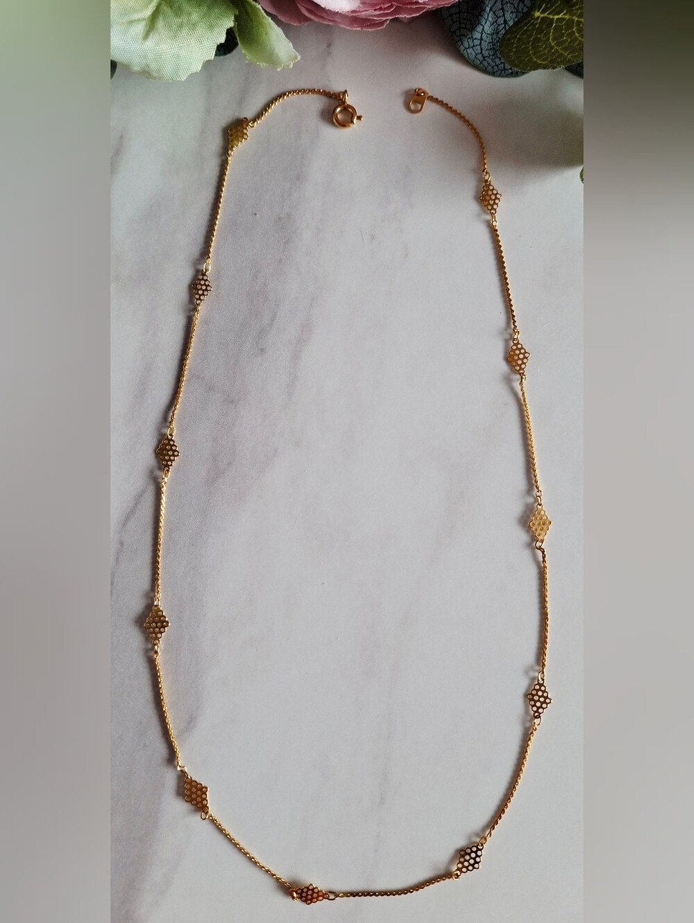 Vintage 80s ✨️🐝Golden Honeycomb Necklace